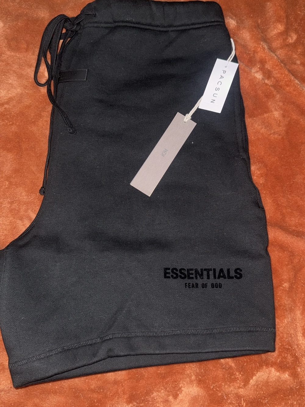 Essentials Men's Black Athletic Shorts with Logo